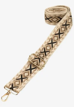 Beżowy Pasek do Torebki Geometryczny Sarindira