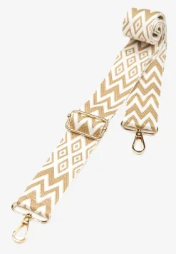 Beżowy Pasek do Torebki z Graficznym Printem Saravi