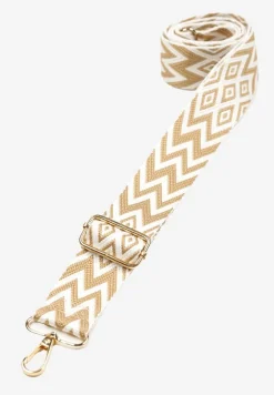 Beżowy Pasek do Torebki z Graficznym Printem Saravi