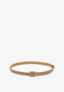 Beżowy Pasek Ozdobiony Metaliczną Klamrą Qitanea