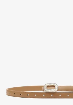 Beżowy Pasek Ozdobiony Metaliczną Klamrą Qitanea
