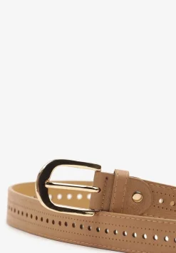 Beżowy Pasek Ozdobiony Zaokrągloną Klamrą Nairivian