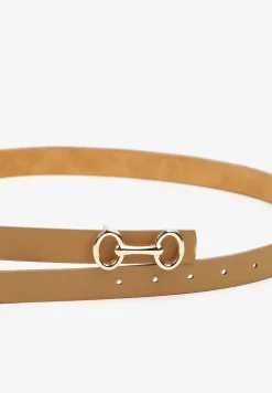 Beżowy Pasek z Metaliczną Sprzączką Pefia