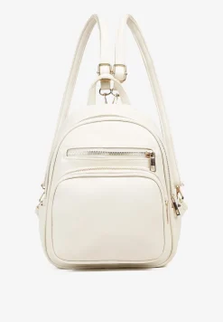 Beżowy Plecak na Suwak Wykończony Regulowanymi Odpinanymi Paskami Nelda