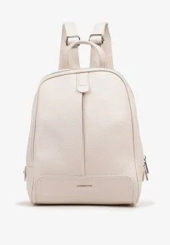 Beżowy Plecak o Trapezowym Kształcie Zdobiony Przeszyciem Polzedi