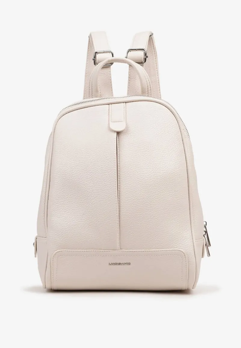 Beżowy Plecak o Trapezowym Kształcie Zdobiony Przeszyciem Polzedi