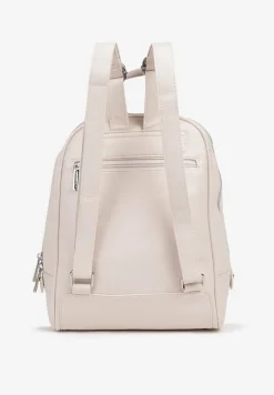 Beżowy Plecak o Trapezowym Kształcie Zdobiony Przeszyciem Polzedi