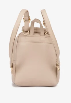 Beżowy Plecak Ozdobiony Łańcuszkiem i Pikowaniem Kolaggia