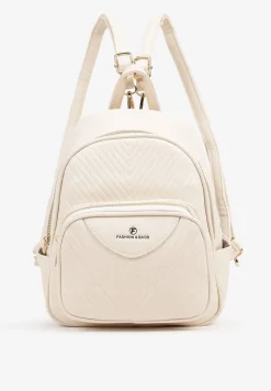 Beżowy Plecak Ozdobiony Delikatnym Tłoczeniem Arseki