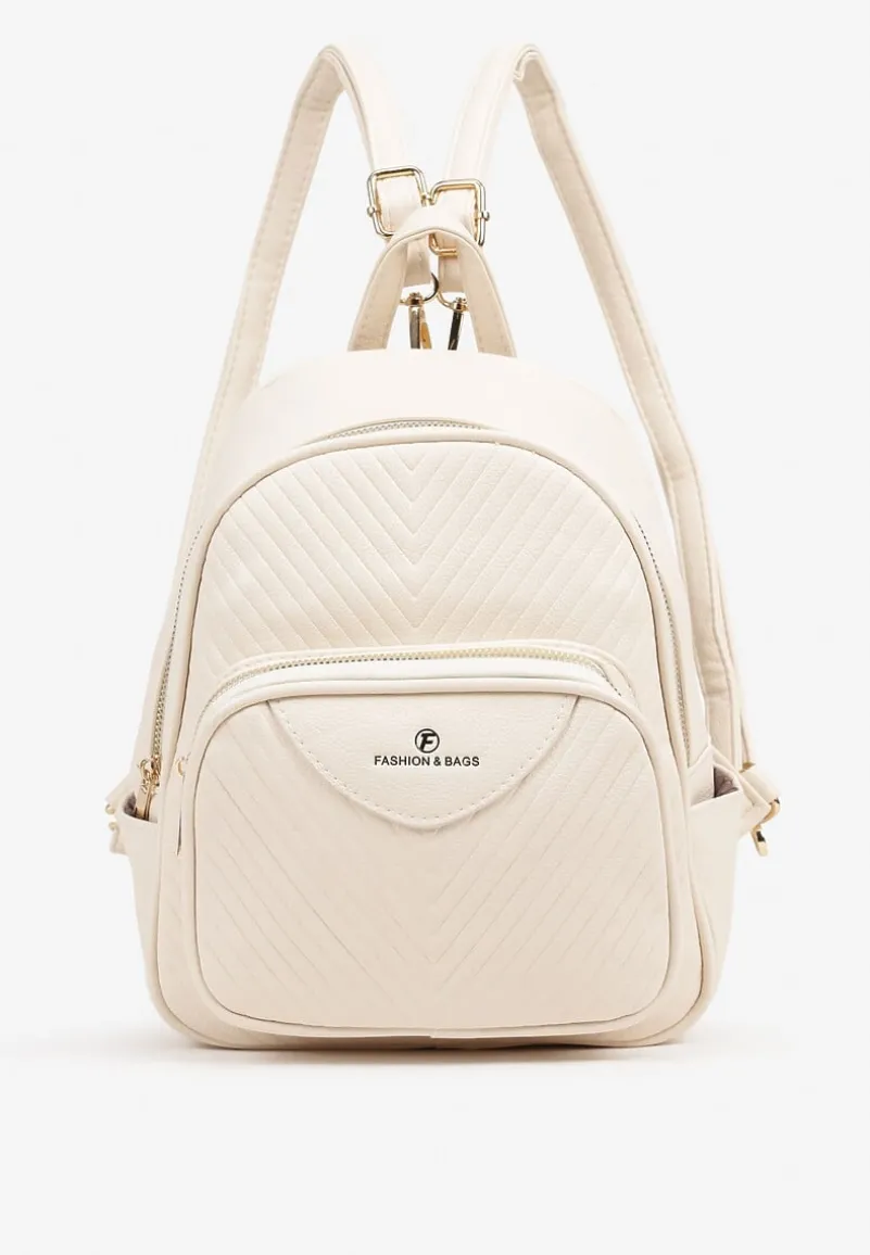 Beżowy Plecak Ozdobiony Delikatnym Tłoczeniem Arseki