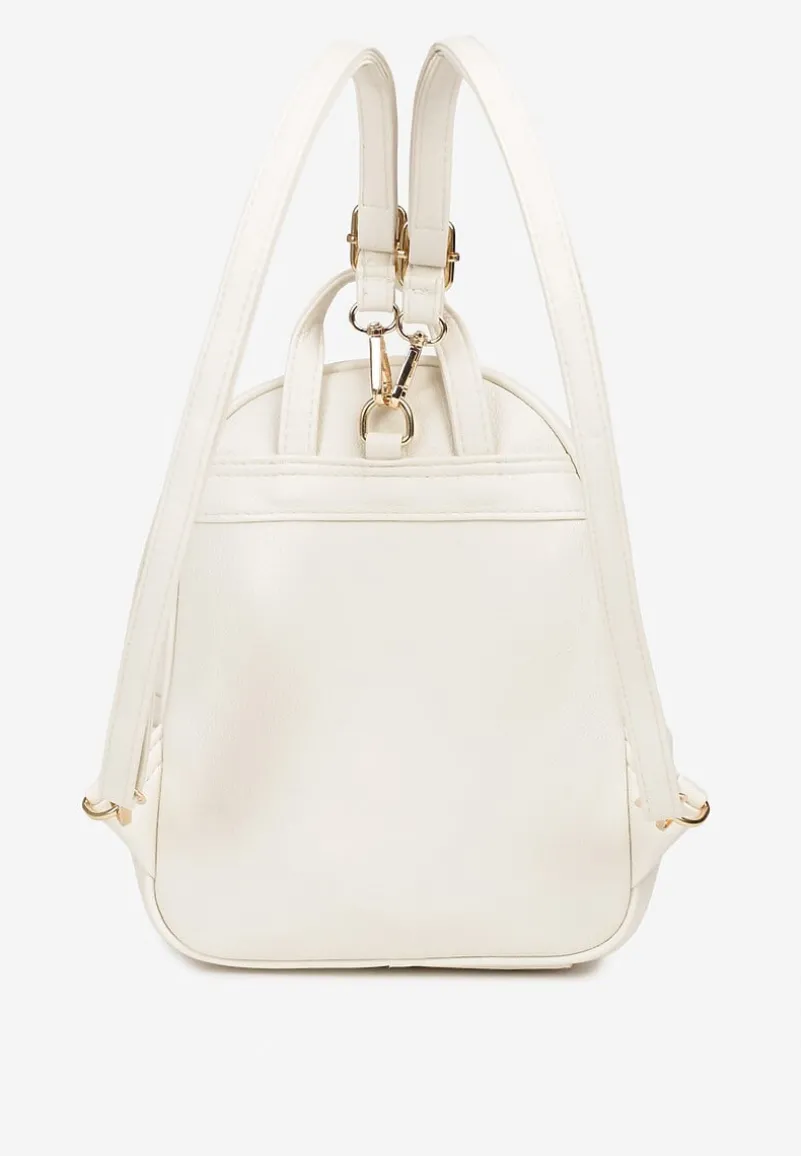 Beżowy Plecak Ozdobiony Suwakiem z Regulowanymi Odpinanymi Paskami Ovatia