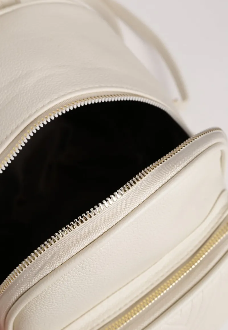 Beżowy Plecak Ozdobiony Suwakiem z Regulowanymi Odpinanymi Paskami Ovatia