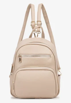 Beżowy Plecak Ozdobiony Suwakami z Odpinanymi Paskami z Regulacją Nelmira