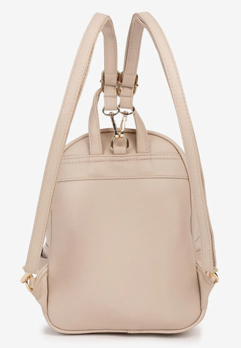 Beżowy Plecak Ozdobiony Suwakami z Odpinanymi Paskami z Regulacją Nelmira