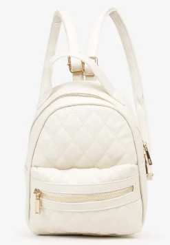 Beżowy Plecak Pikowany z Odpinanymi Paskami z Regulacją Zapinany na Suwak Nenatia