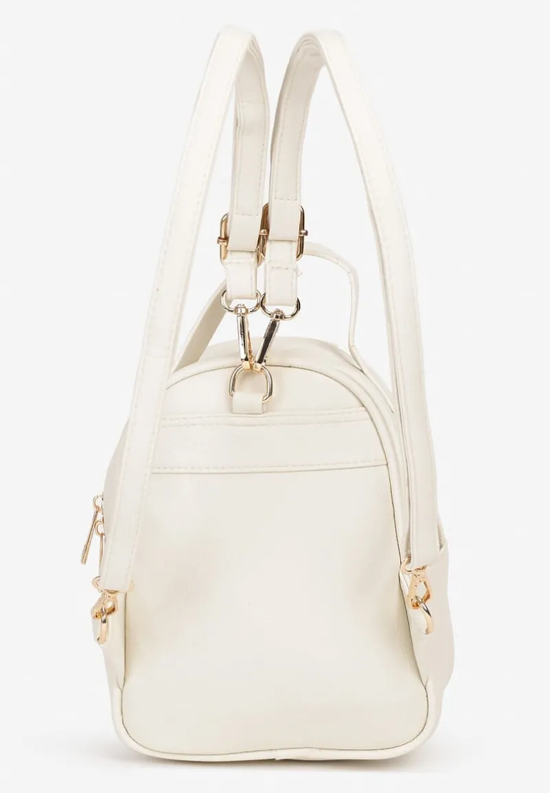 Beżowy Plecak Pikowany z Odpinanymi Paskami z Regulacją Zapinany na Suwak Nenatia