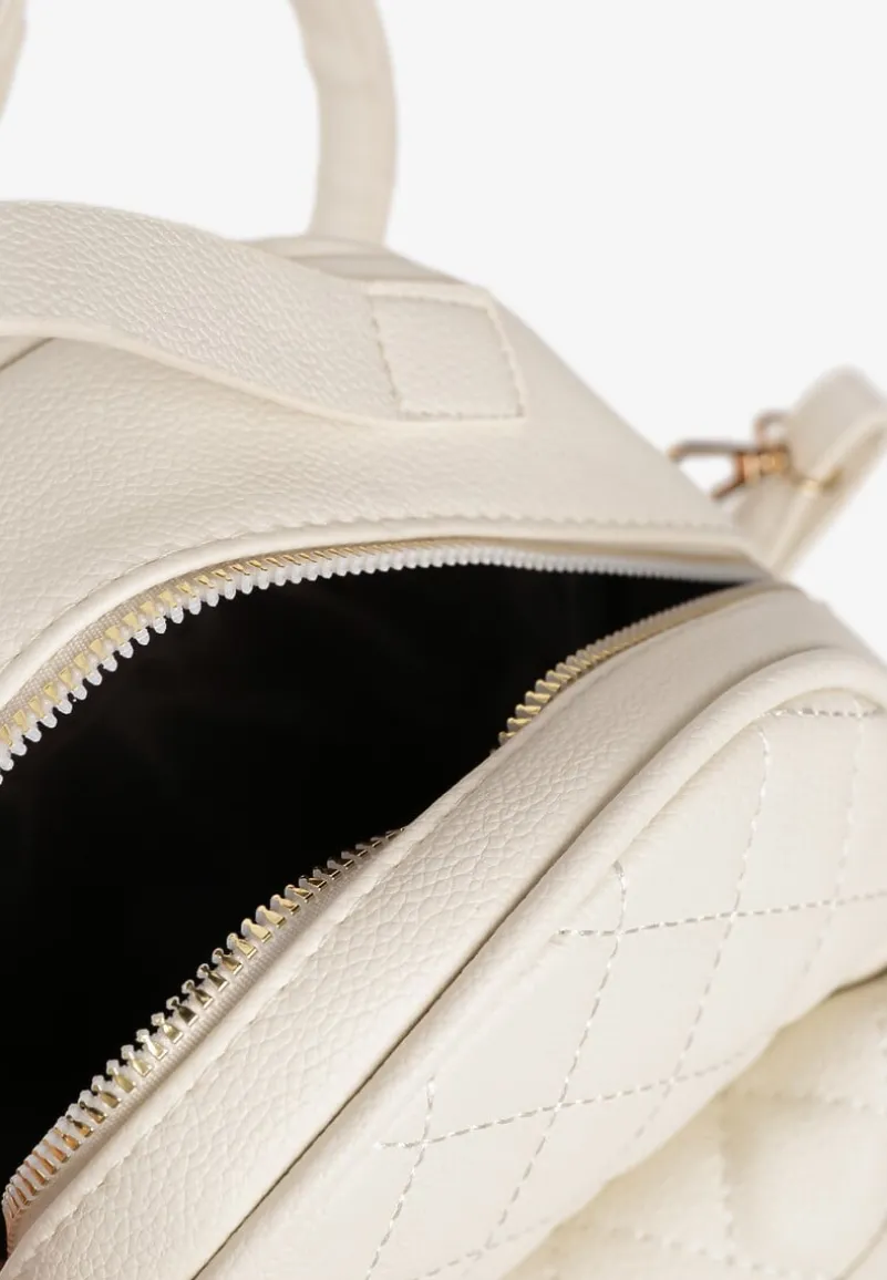 Beżowy Plecak Pikowany z Odpinanymi Paskami z Regulacją Zapinany na Suwak Nenatia