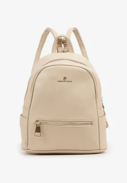 Beżowy Plecak z Metalicznym Zdobieniem Efarinia