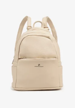 Beżowy Plecak z Metalicznym Napisem Elisalla