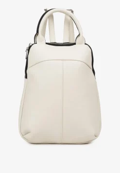 Beżowy Plecak z Rączką i Regulowanymi Ramiączkami Zapinany na Suwak Floemina