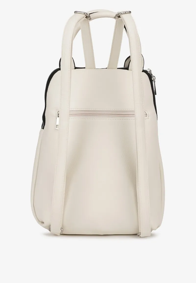 Beżowy Plecak z Rączką i Regulowanymi Ramiączkami Zapinany na Suwak Floemina