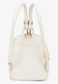 Beżowy Plecak z Regulowanymi Odpinanymi Paskami Ozdobiony Kieszonką z Klapą Nelope