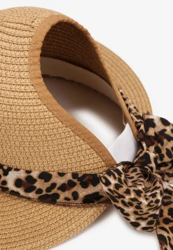 Beżowy Pleciony Kapelusz z Szerokim Rondem i Kokardką Hoplia