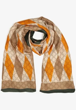 Beżowy Szalik z Motywem Rombów Palabrina