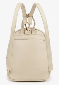 Beżowy Trapezowy Plecak Zdobiony Elegancką Aplikacją Nanilia