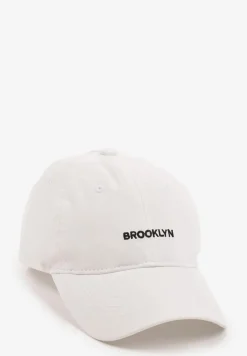 Biała Bawełniana Czapka z Daszkiem Zdobiona Napisem Reitenia