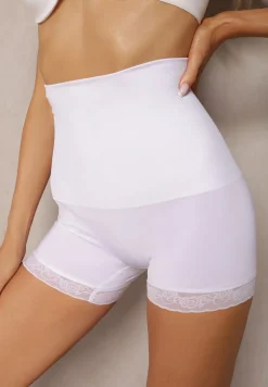 Biała Bielizna modelująca High Waist z Koronką Hivivia