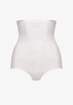 Biała Bielizna modelująca Majtki High Waist Zdobione Tłoczeniem w Kwiaty Vivirianne