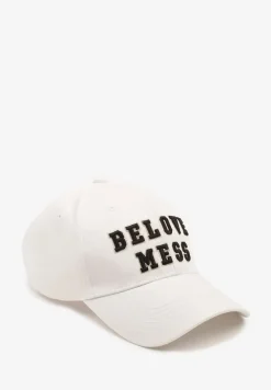 Biała Czapka z Bawełny z Daszkiem i Napisem Mirazi