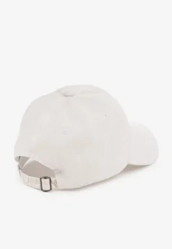 Biała Czapka z Daszkiem w Bawełny Zdobiona Napisem w Stylu Haftu Reioni