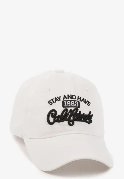 Biała Czapka z Daszkiem z Bawełny z Napisem Voviera