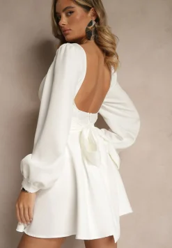 Biała Gorsetowa Sukienka Ozdobiona Wiązaniem z Tyłu Lilafine