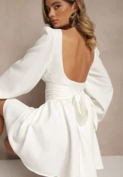 Biała Gorsetowa Sukienka Ozdobiona Wiązaniem z Tyłu Lilafine