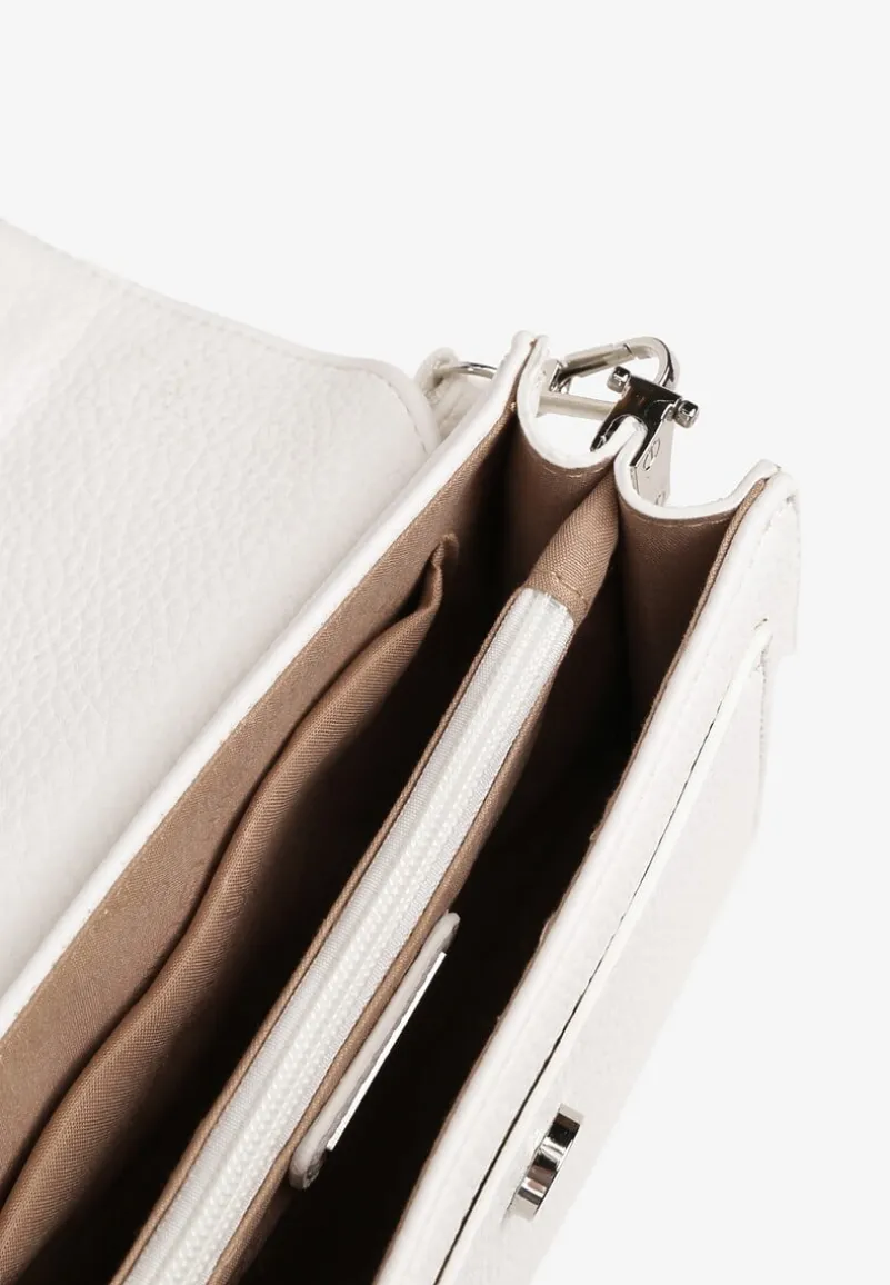 Biała Mała Torebka Listonoszka w Klasycznym Stylu Izrena