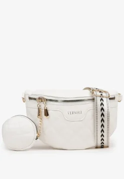 Biała Nerka Tłoczona Ozdobiona z Portmonetką i Napisem Ananne