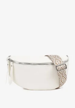 Biała Nerka z Materiałowym Paskiem w Mozaikowe Wzorki Delavinea