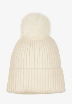 Biała Prążkowana Czapka z Pomponem Berinia