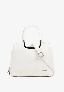Biała Prostokątna Torebka Klasyczna z Paskiem i Rączką Clarilou