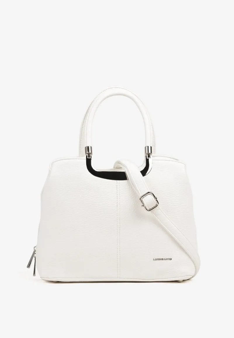 Biała Prostokątna Torebka Klasyczna z Paskiem i Rączką Clarilou