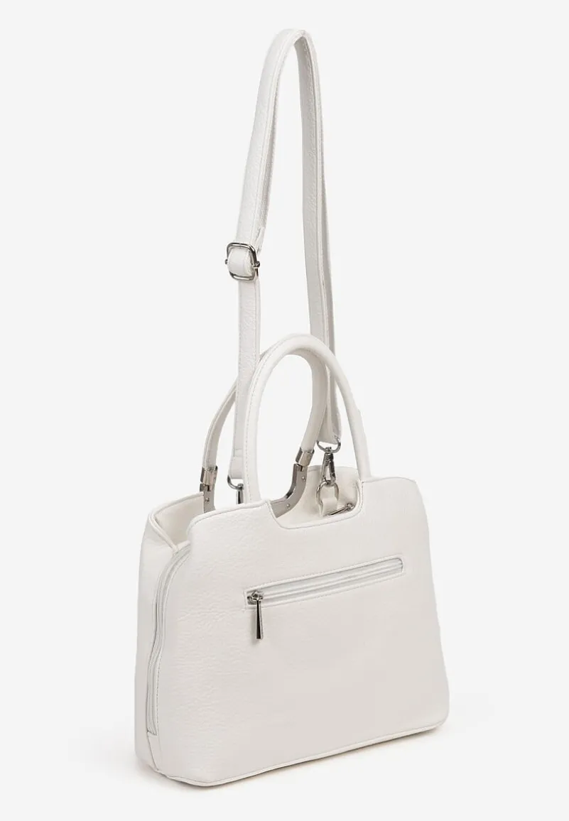 Biała Prostokątna Torebka Klasyczna z Paskiem i Rączką Clarilou