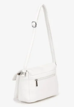 Biała Prostokątna Torebka Typu Listonoszka z Klapą Savireone