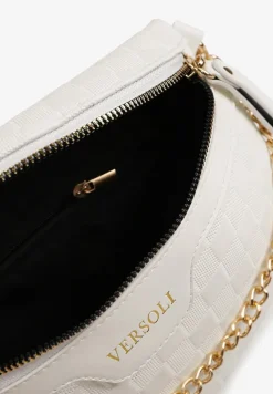 Biała Tłoczona Nerka z Łańcuszkiem i Dodatkowym Szerokim Paskiem Alisvara