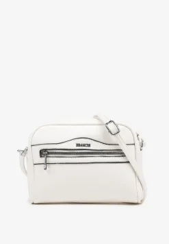 Biała Torebka Listonoszka z Metalicznym Napisem Nilofae