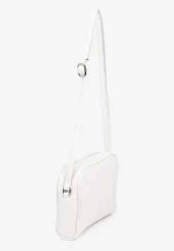 Biała Torebka Listonoszka z Metalicznym Napisem Nilofae