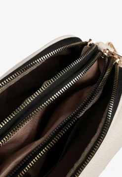 Biała Torebka Listonoszka Trzykomorowa z Ozdobną Klapą Nanitiela