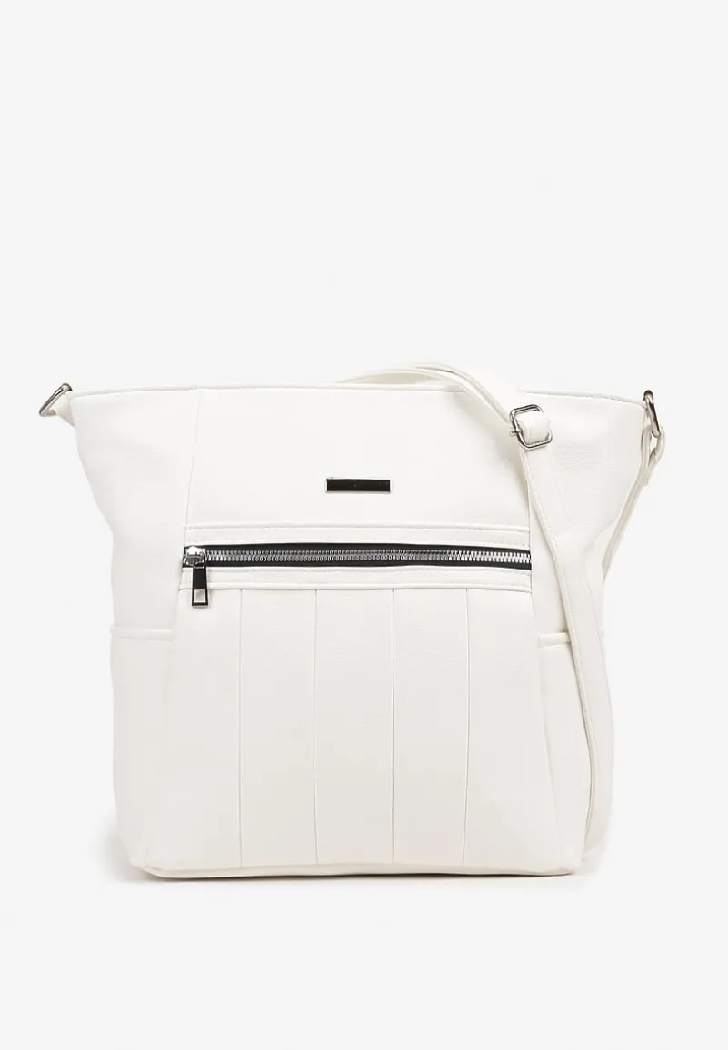 Biała Torebka na Ramię z Ozdobnym Tłoczeniem Nanelven